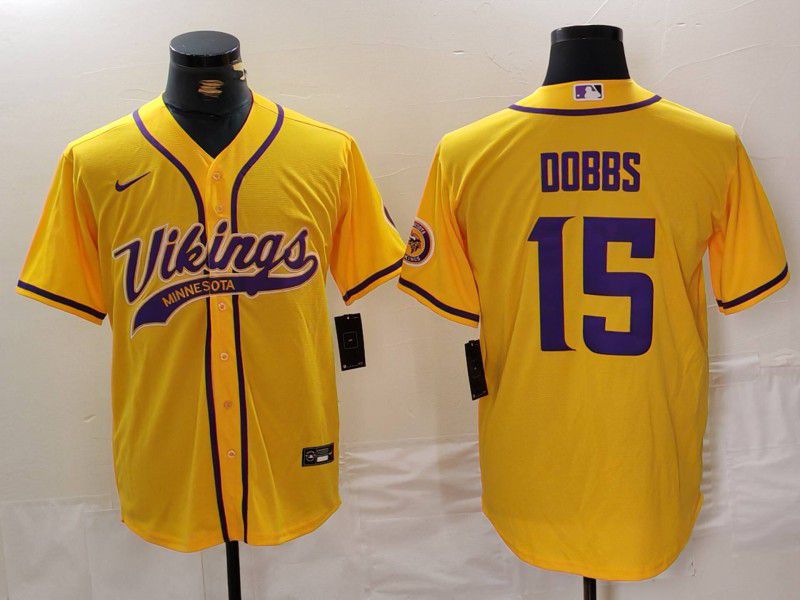 Men Minnesota Vikings #15 Dobbs Yellow Joint Name 2024 Nike Limited NFL Jersey style 4